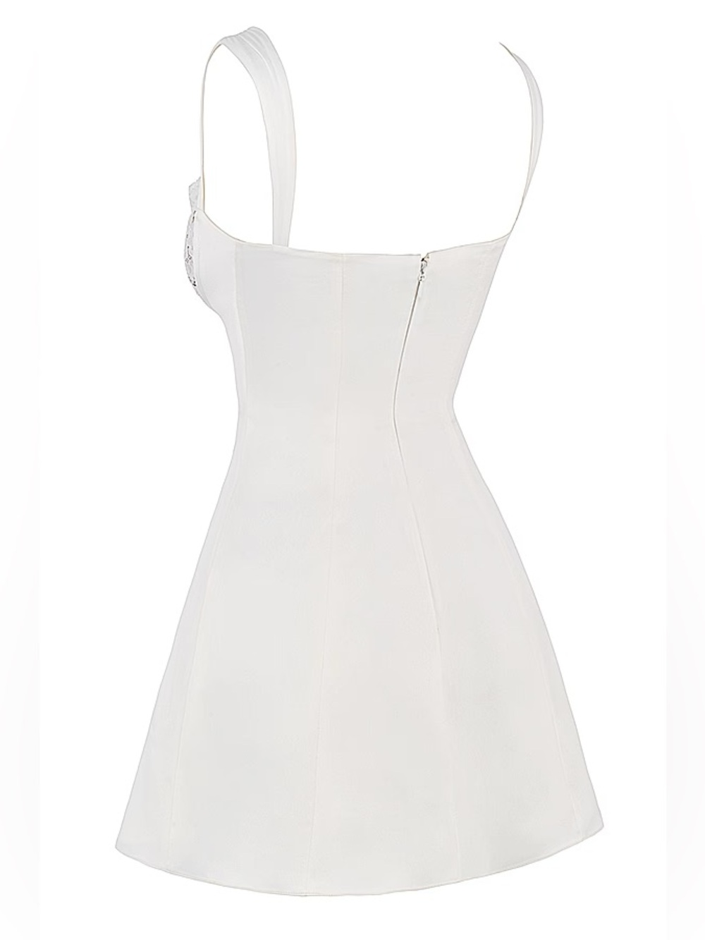 House of CB Adriana Ivory  Satin And Lace Mini Dress. Size Large. - Picture 10 of 16